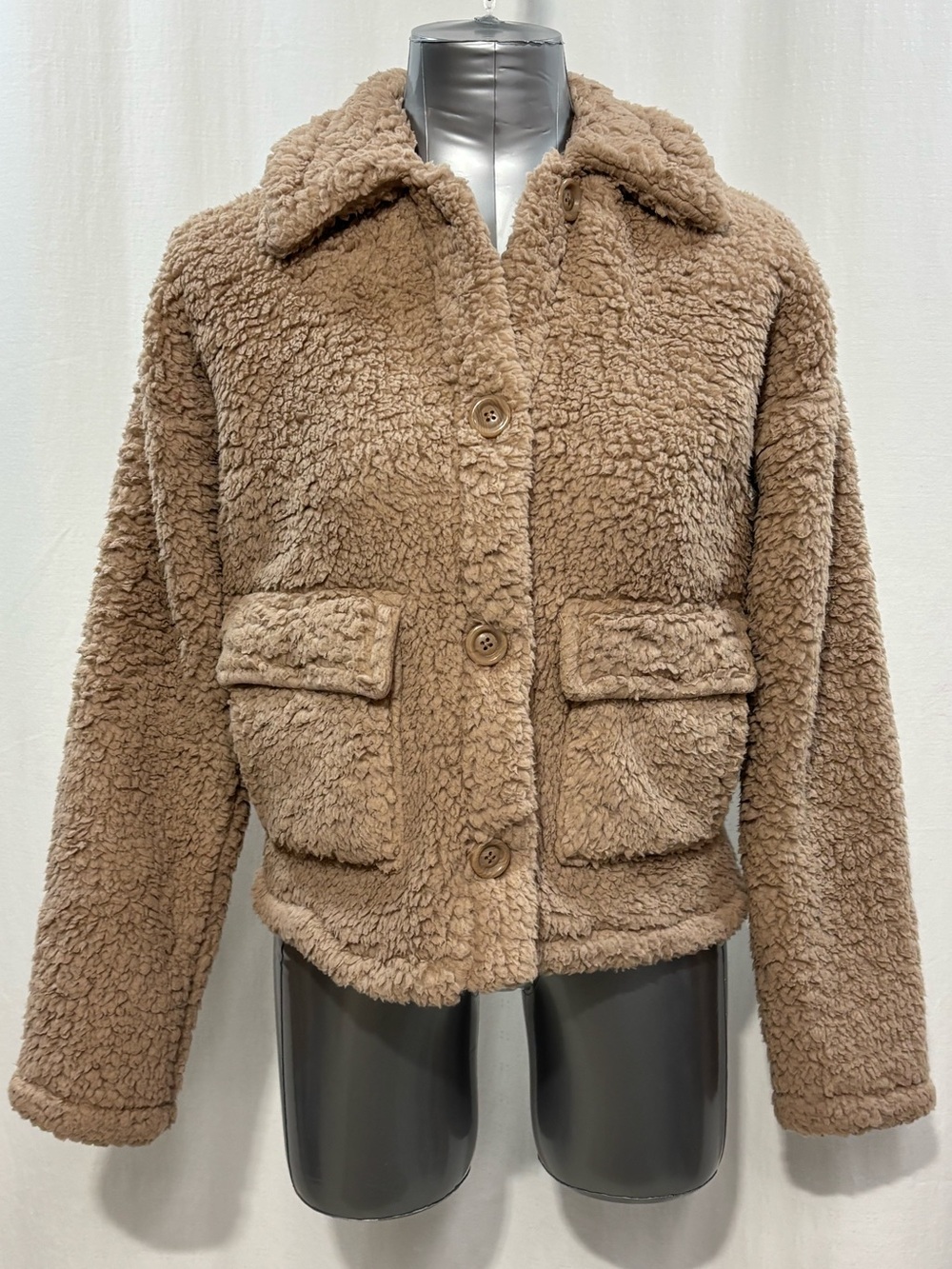 NWT Abercrombie Kids Cozy Faux Shearling Teddy Jacket Brown Tan Sz 17/18